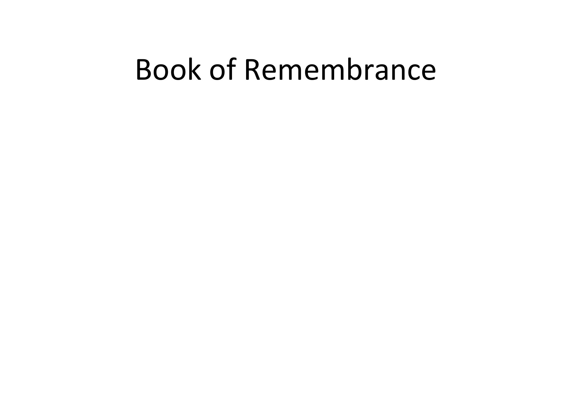 Book of Remembrance title page